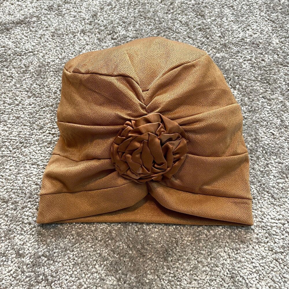 Unbranded Psychic Turban Pre Wrapped Hat Womens One Size Stretch Brown Skullcap